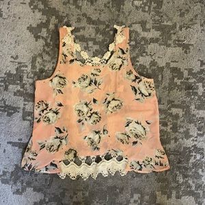 Chiffon + Crochet Floral Crop Top